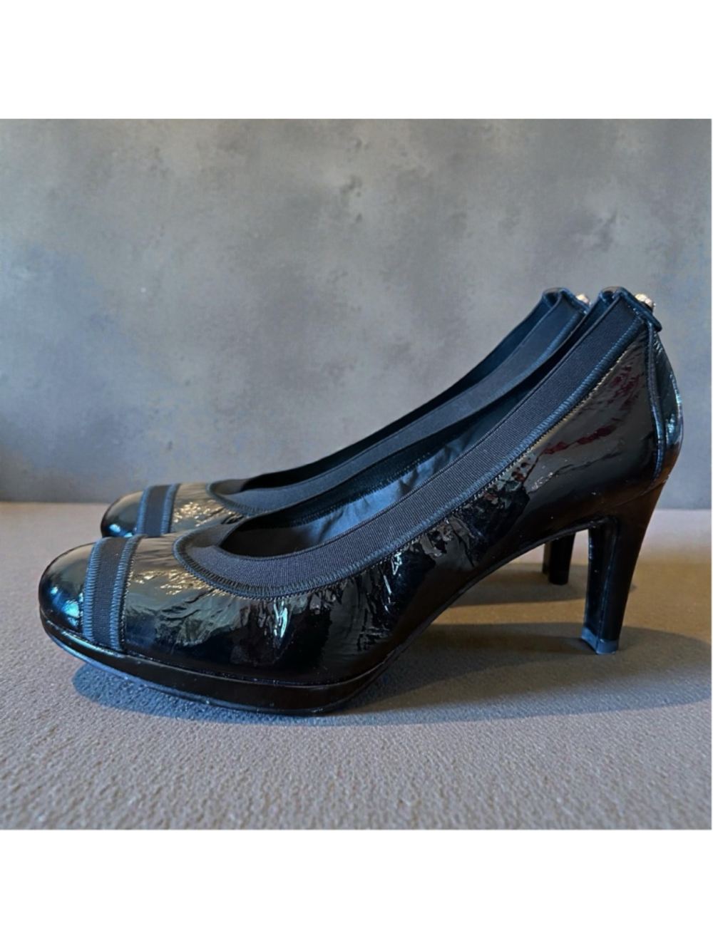 Stuart Weitzman Black Patent Cap Toe Platform Pumps Size 8.5